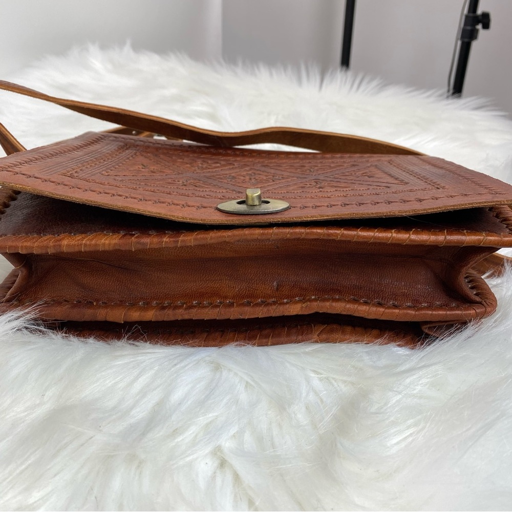 Hand Tooled Cowhide Leather Adjustable Crossbody - image 5